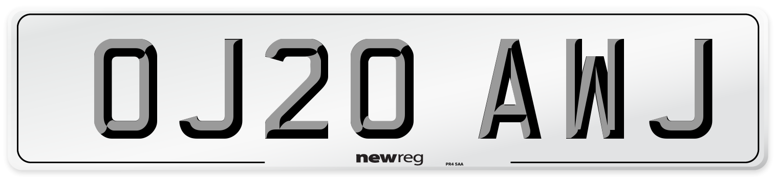 OJ20 AWJ Number Plate from New Reg